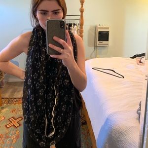Black and white floral infinity scarf